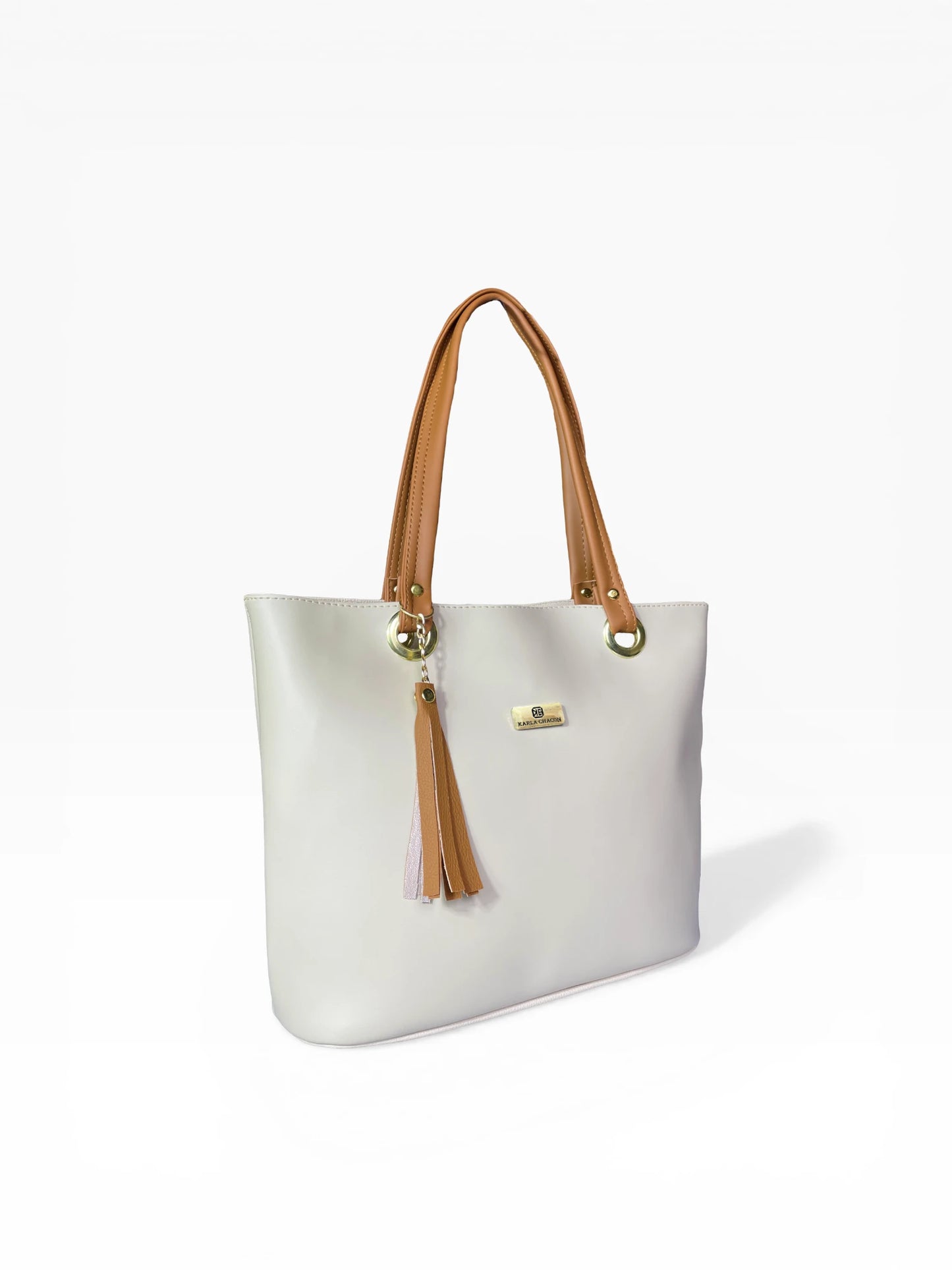 Bolso Cartera Mediana con Cosmetiquera - Negro Miel y Beige (Gady)