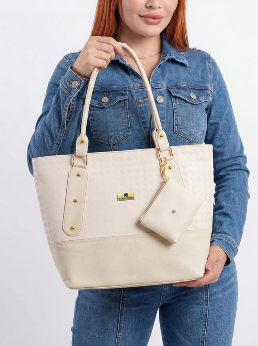 Bolso Cartera Gala con Cosmetiquera - Negro, Café y Beige