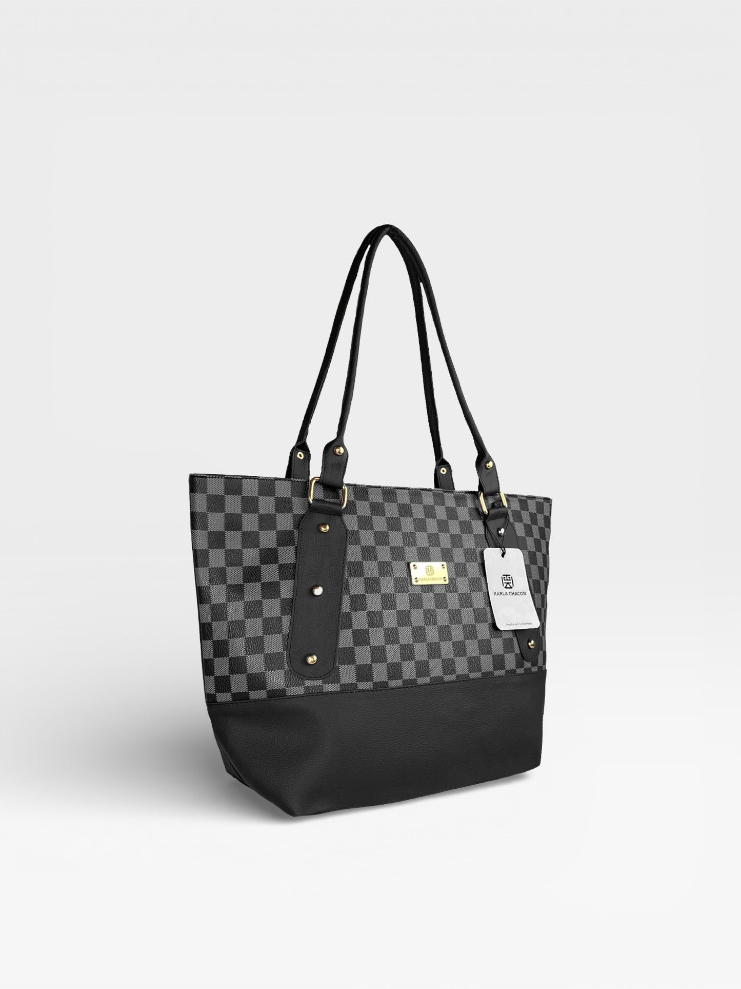 Bolso Cartera Gala con Cosmetiquera - Negro y Beige