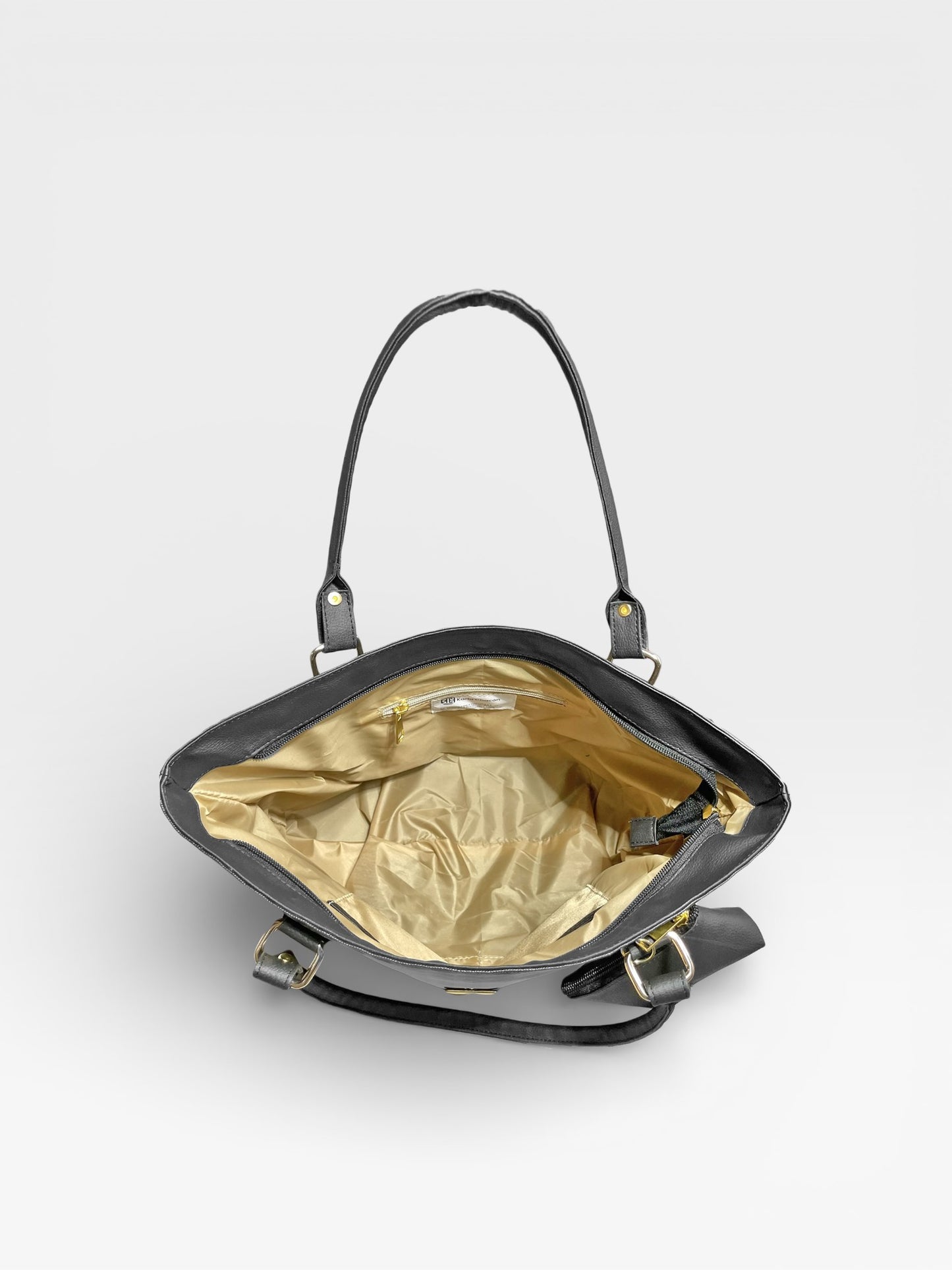 Bolso Cartera Gala con Cosmetiquera - Negro y Beige