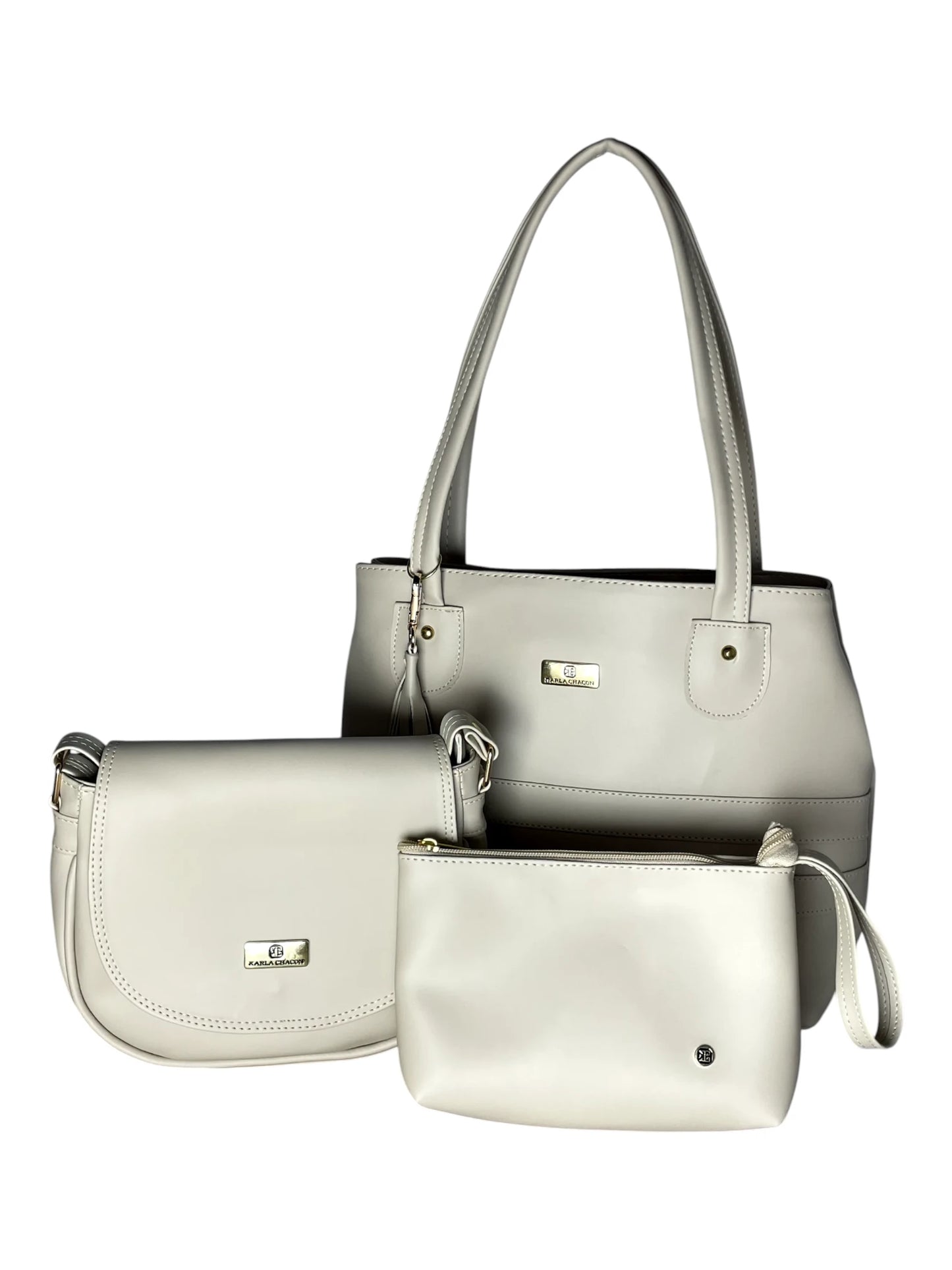Set Tres Piezas Bolso Mediano + Bandolera + Cosmetiquera — Gema & Aida