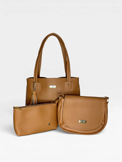 Set Tres Piezas Bolso Mediano + Bandolera + Cosmetiquera — Gema & Aida