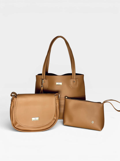 Set Tres Piezas Bolso Mediano + Bandolera + Cosmetiquera — Gema & Aida