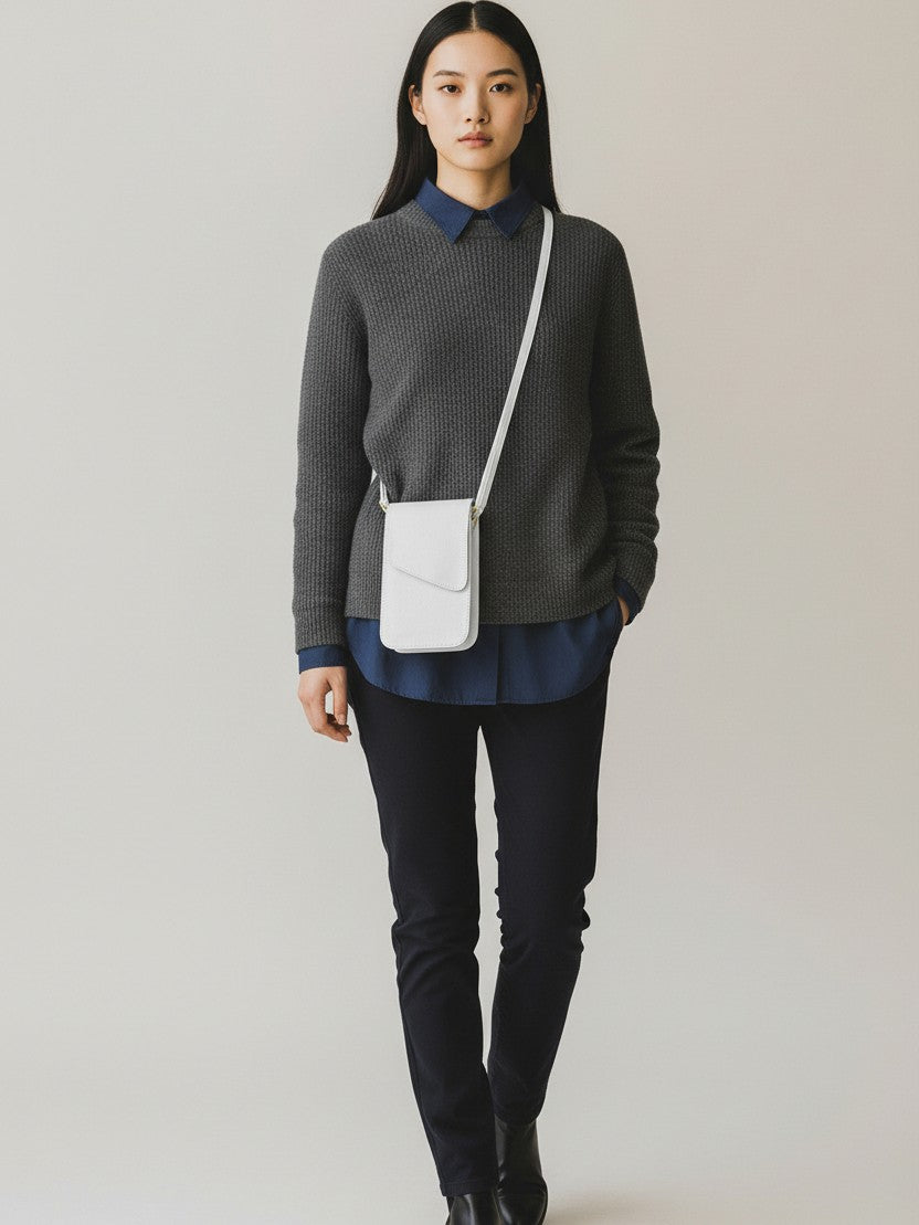 Bolso Portacelular Geny - Negro, Blanco y Miel