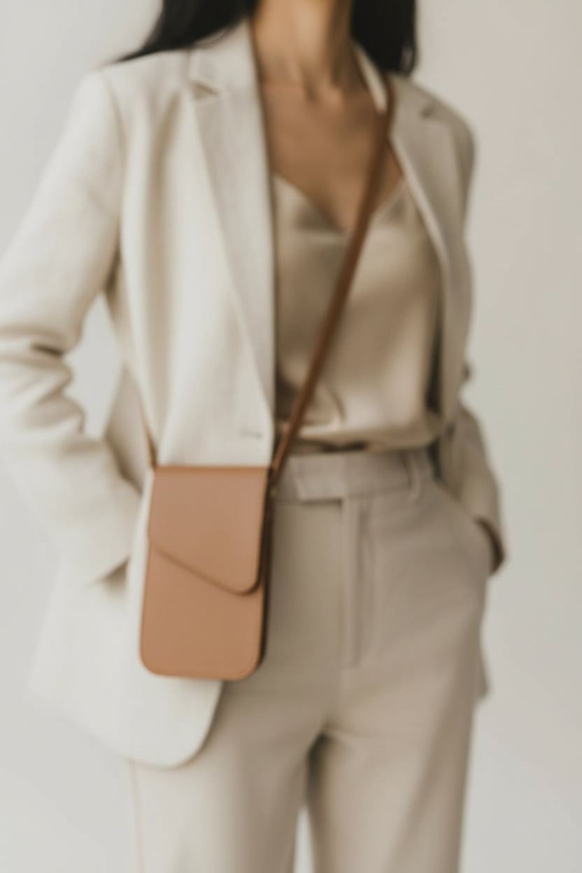 Bolso Portacelular Geny - Negro, Blanco y Miel