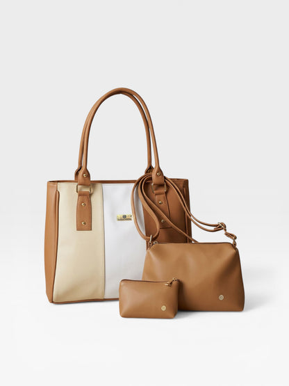 Set de tres piezas Combo Tote Gera + Manos libres Cuba + Monedero