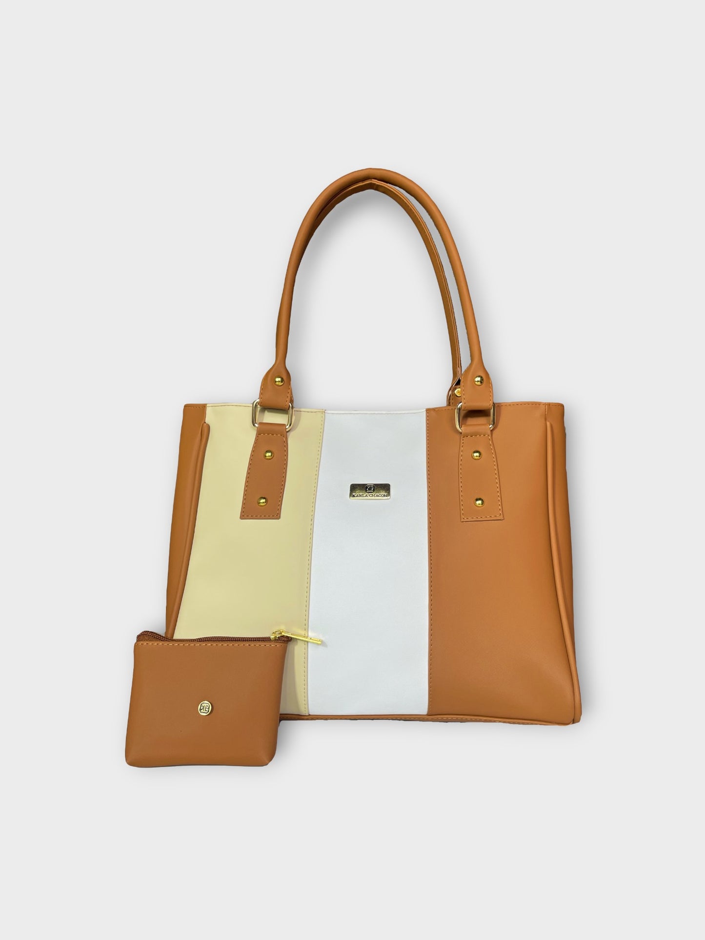 Bolso Gera con Monedero Tricolor - Negro, Miel y Rojo