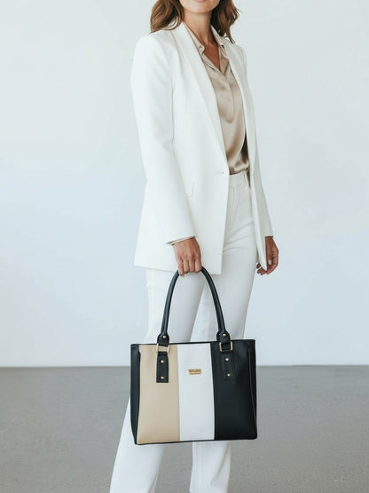 Bolso Gera con Monedero Tricolor - Negro, Miel y Rojo