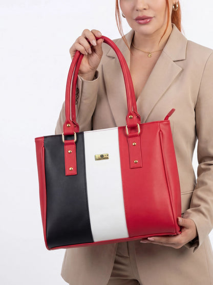 Bolso Cartera con Monedero Tricolor - Negro, Miel y Rojo (Gera)