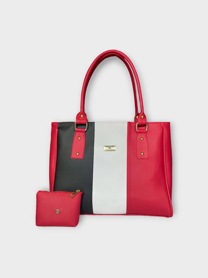 Bolso Gera con Monedero Tricolor - Negro, Miel y Rojo