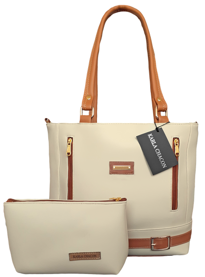 Cartera Gigi Beige Con Accesorio