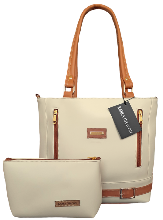Bolso Gigi Beige Con Cosmetiquera