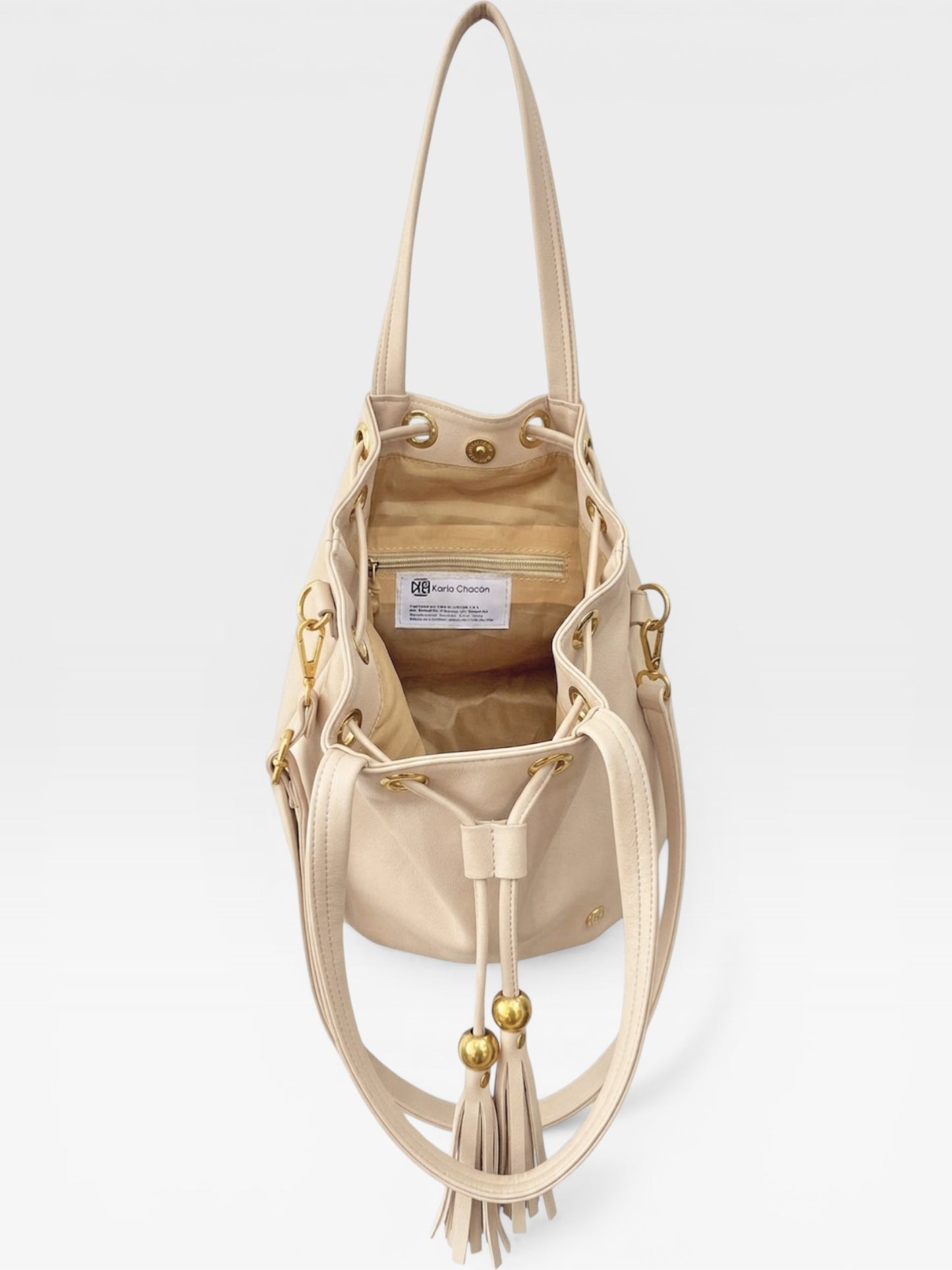 Bolso Bucket Iris Beige y Negro