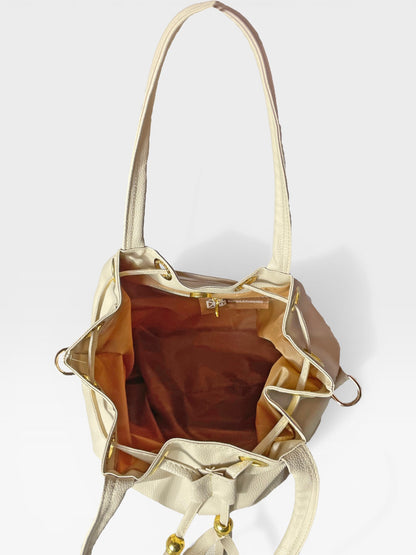 Bolso Bucket Iris Beige y Negro