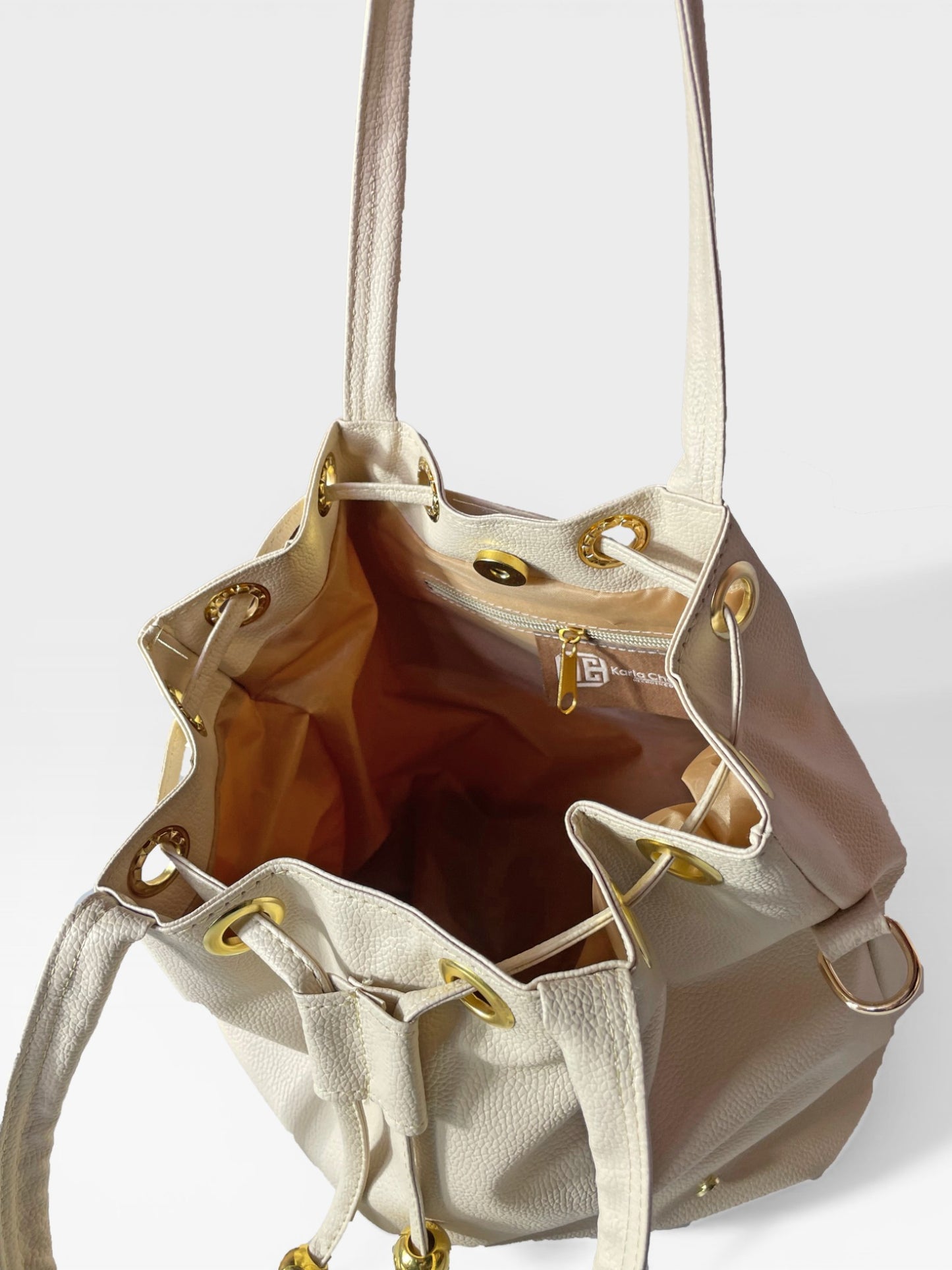 Bolso Bucket Iris Beige y Negro