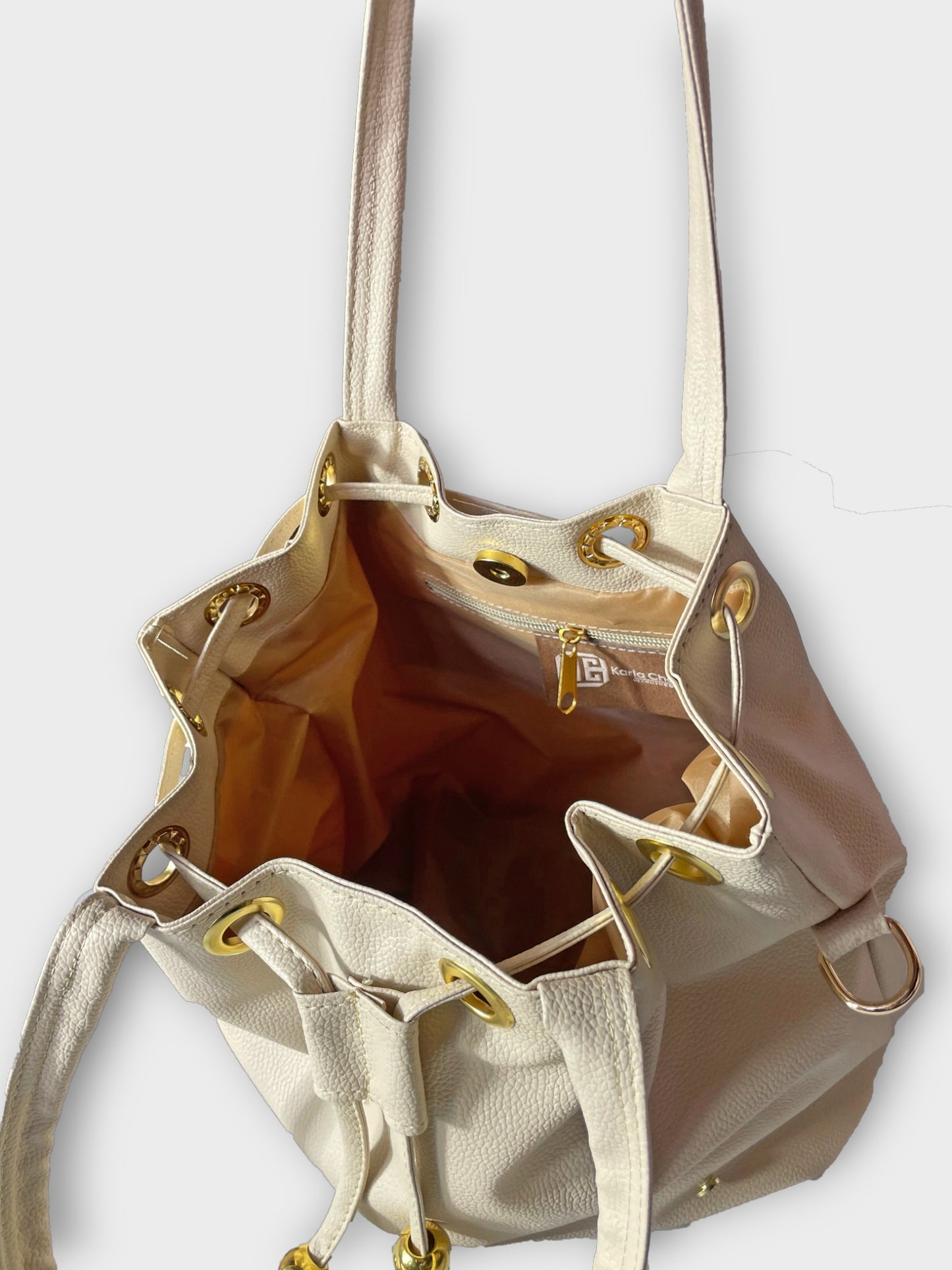 Bolso Bucket Iris Negro y Beige