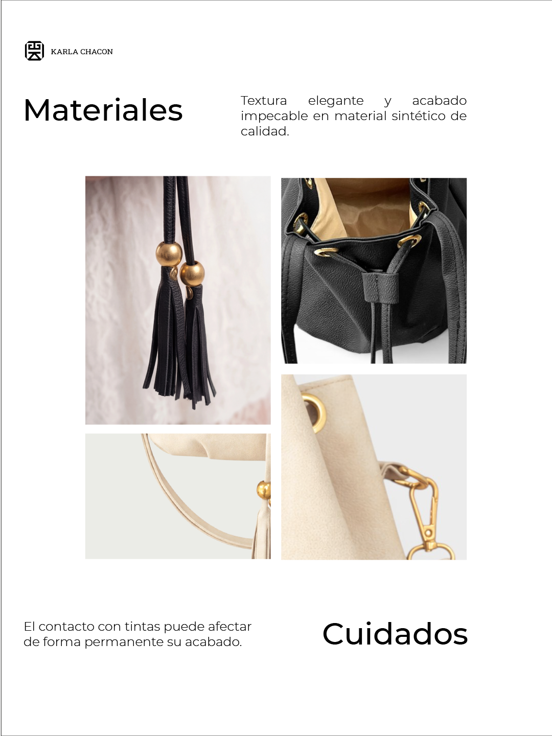 Bolso Doble Asa con Strap Removible Bucket Bag - Beige y Negro (Iris)