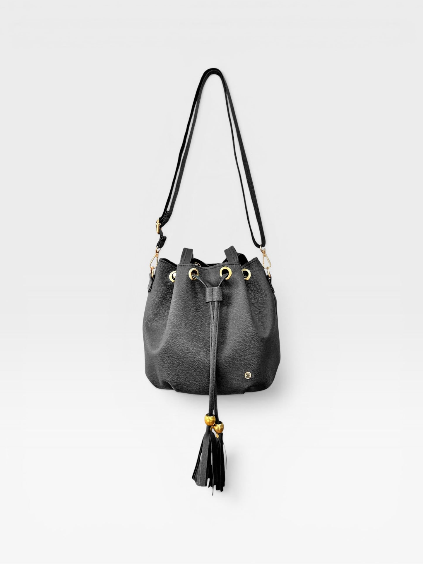 Bolso Doble Asa con Strap Removible Bucket Bag - Beige y Negro (Iris)