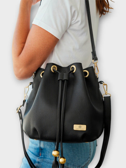 Bolso Bucket Iris Negro y Beige