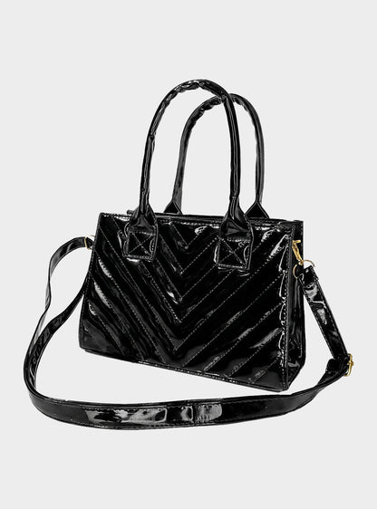 Bolso Doble Uso con Strap Removible Negro Brillante (Issa)