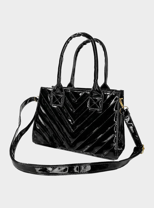Bolso Doble Uso con Strap Removible Negro Brillante (Issa)