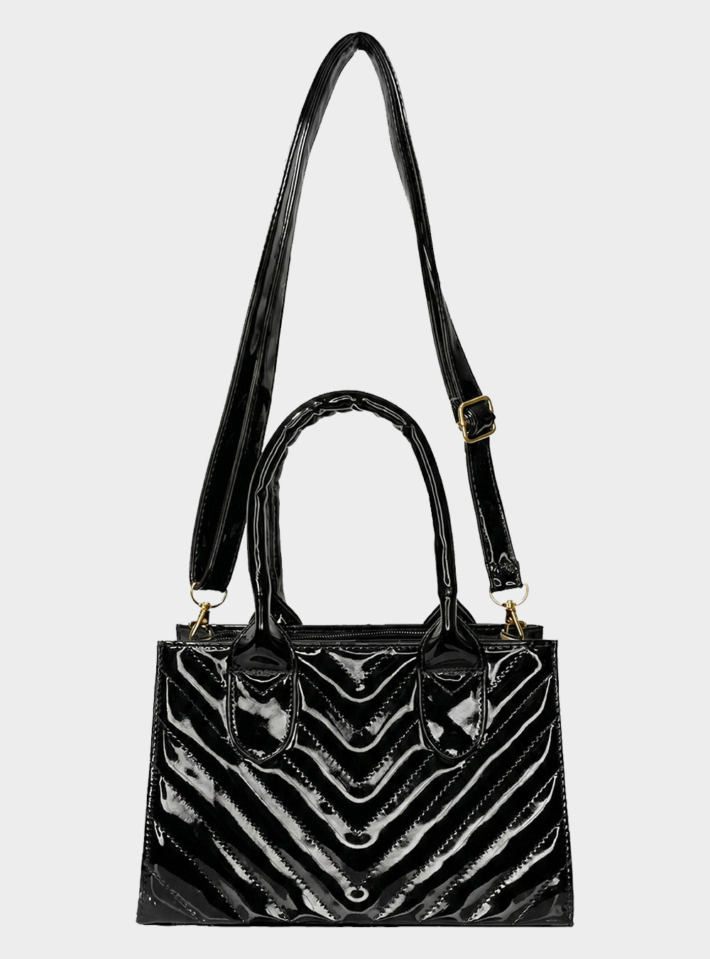 Bolso Doble Uso con Strap Removible Negro Brillante (Issa)