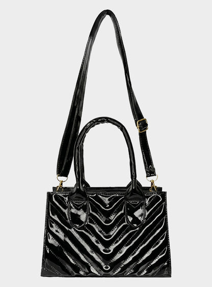 Bolso Doble Uso con Strap Removible Negro Brillante (Issa)