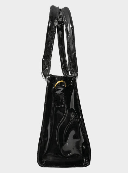 Bolso Doble Uso con Strap Removible Negro Brillante (Issa)