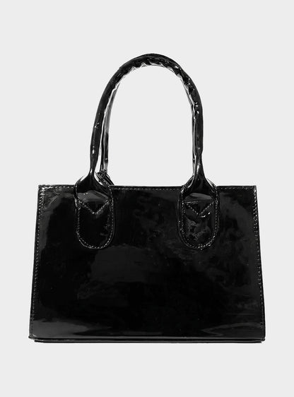 Bolso Doble Uso con Strap Removible Negro Brillante (Issa)