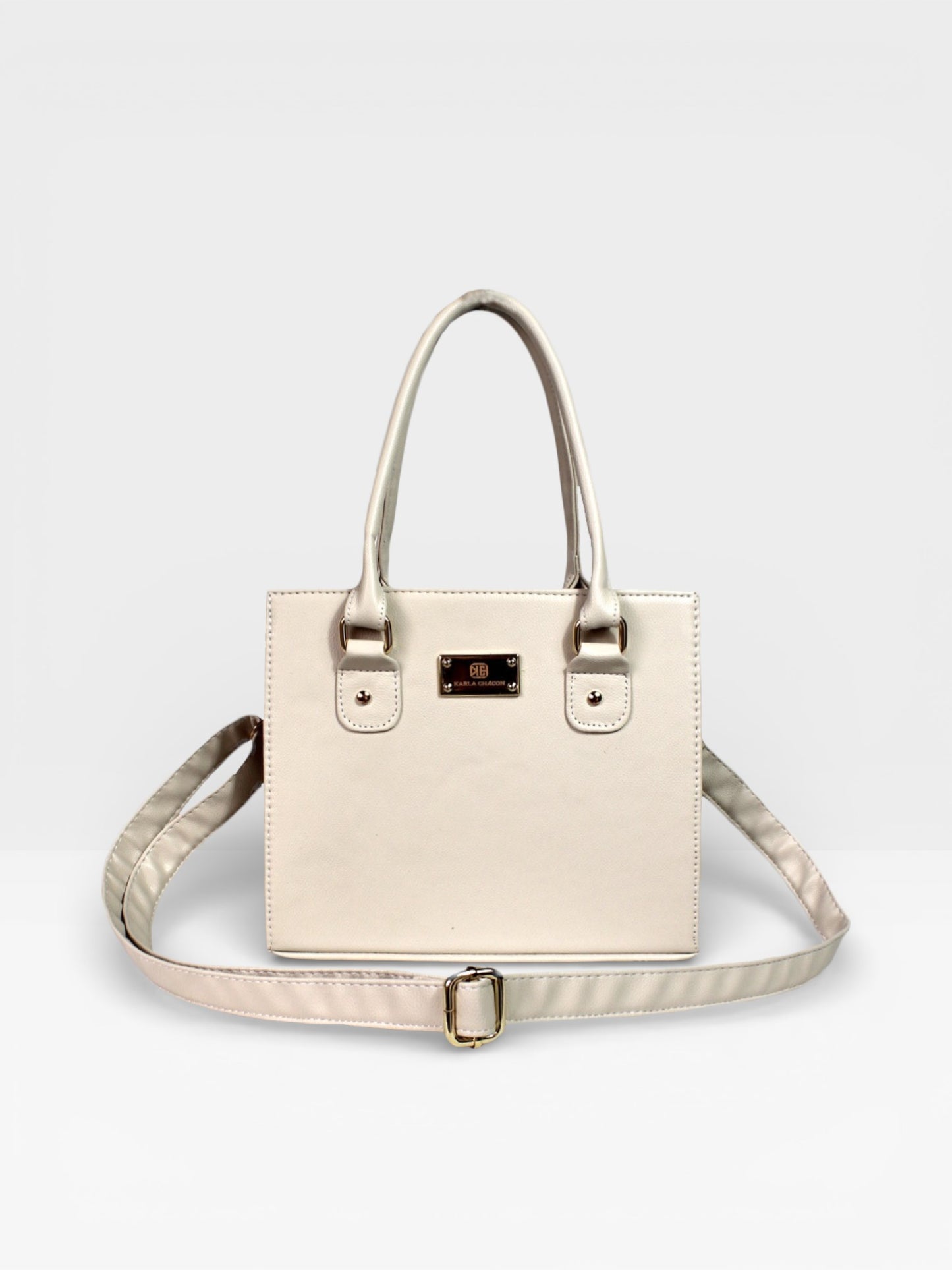 Bolso Cartera Estructurada Con Strap Desmontable - Negro y Crema (Jess)