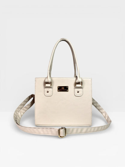 Bolso Cartera Estructurada Con Strap Desmontable - Negro y Crema (Jess)