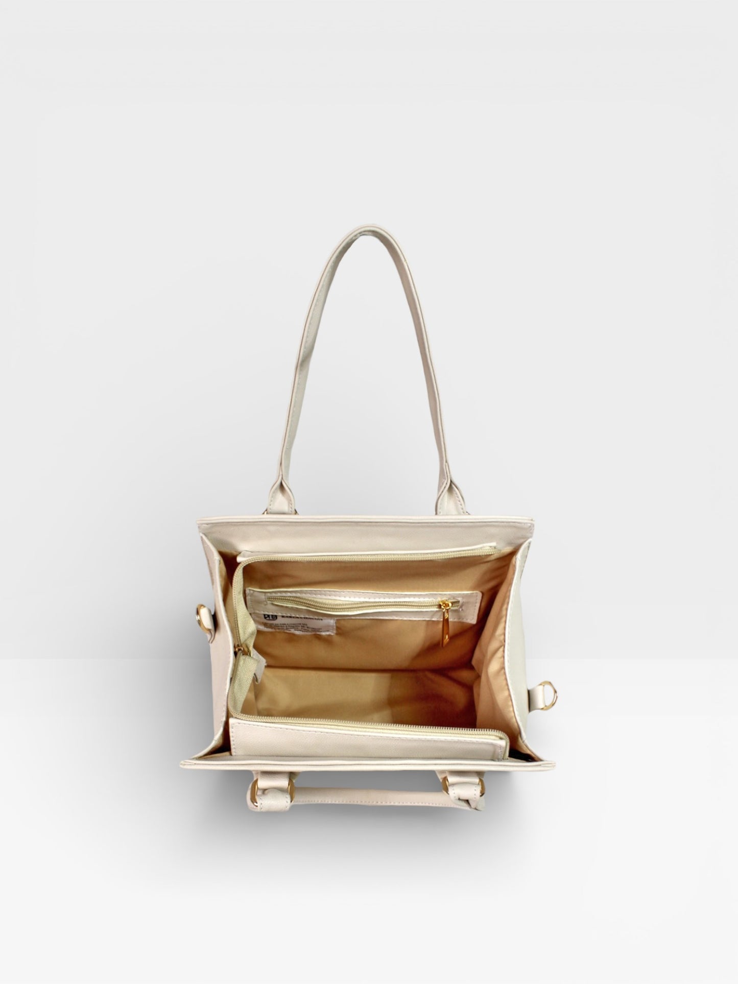 Bolso Cartera Estructurada Con Strap Desmontable - Negro y Crema (Jess)