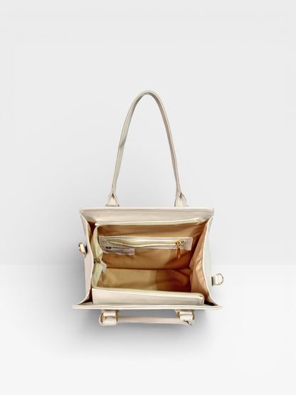 Bolso Cartera Estructurada Con Strap Desmontable - Negro y Crema (Jess)