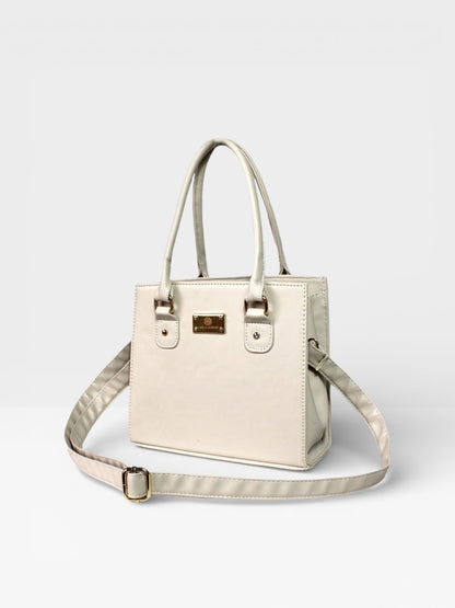 Bolso Cartera Estructurada Con Strap Desmontable - Negro y Crema (Jess)