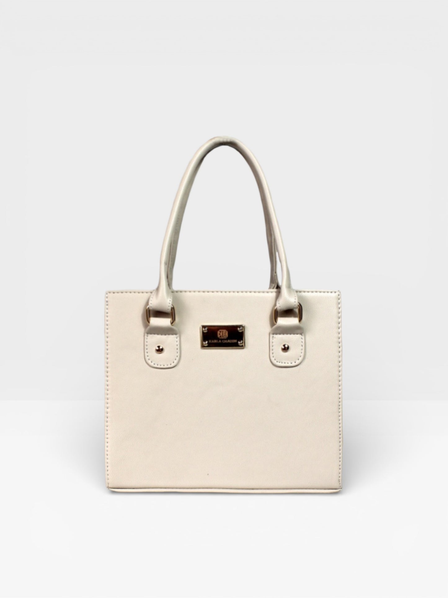 Bolso Cartera Estructurada Con Strap Desmontable - Negro y Crema (Jess)