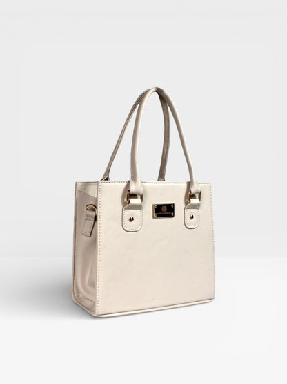 Bolso Cartera Estructurada Con Strap Desmontable - Negro y Crema (Jess)