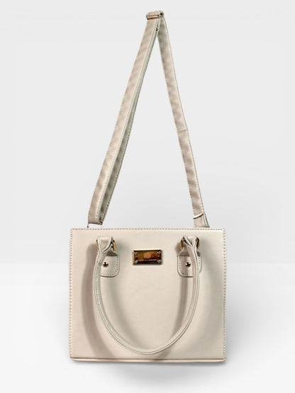 Bolso Cartera Estructurada Con Strap Desmontable - Negro y Crema (Jess)