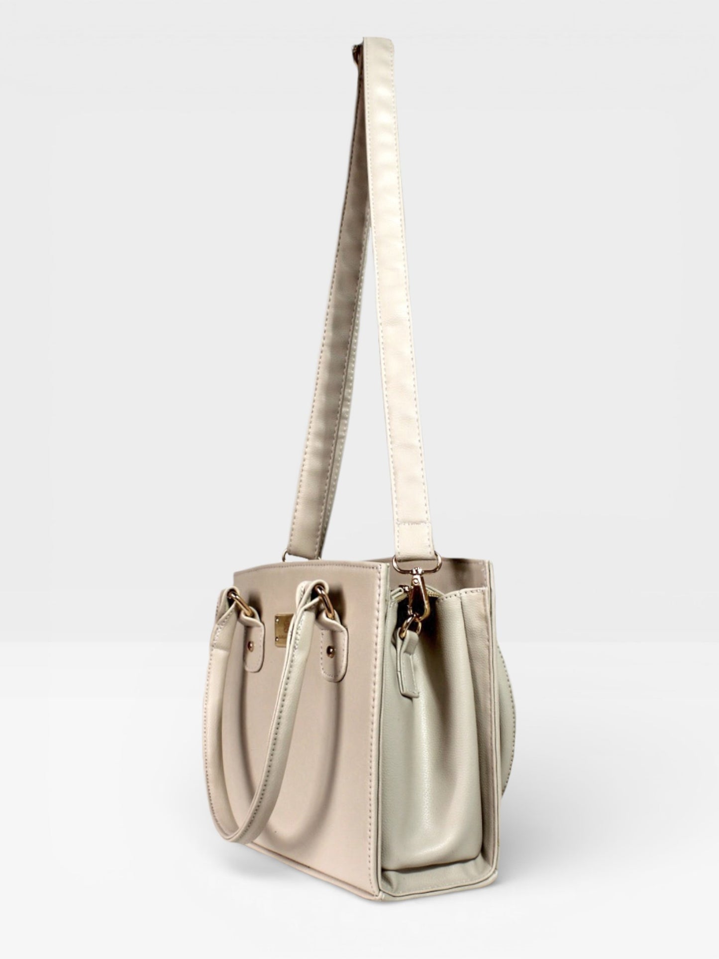Bolso Cartera Estructurada Con Strap Desmontable - Negro y Crema (Jess)