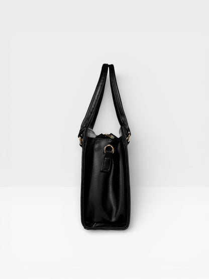 Bolso Cartera Estructurada Con Strap Desmontable - Negro y Crema (Jess)