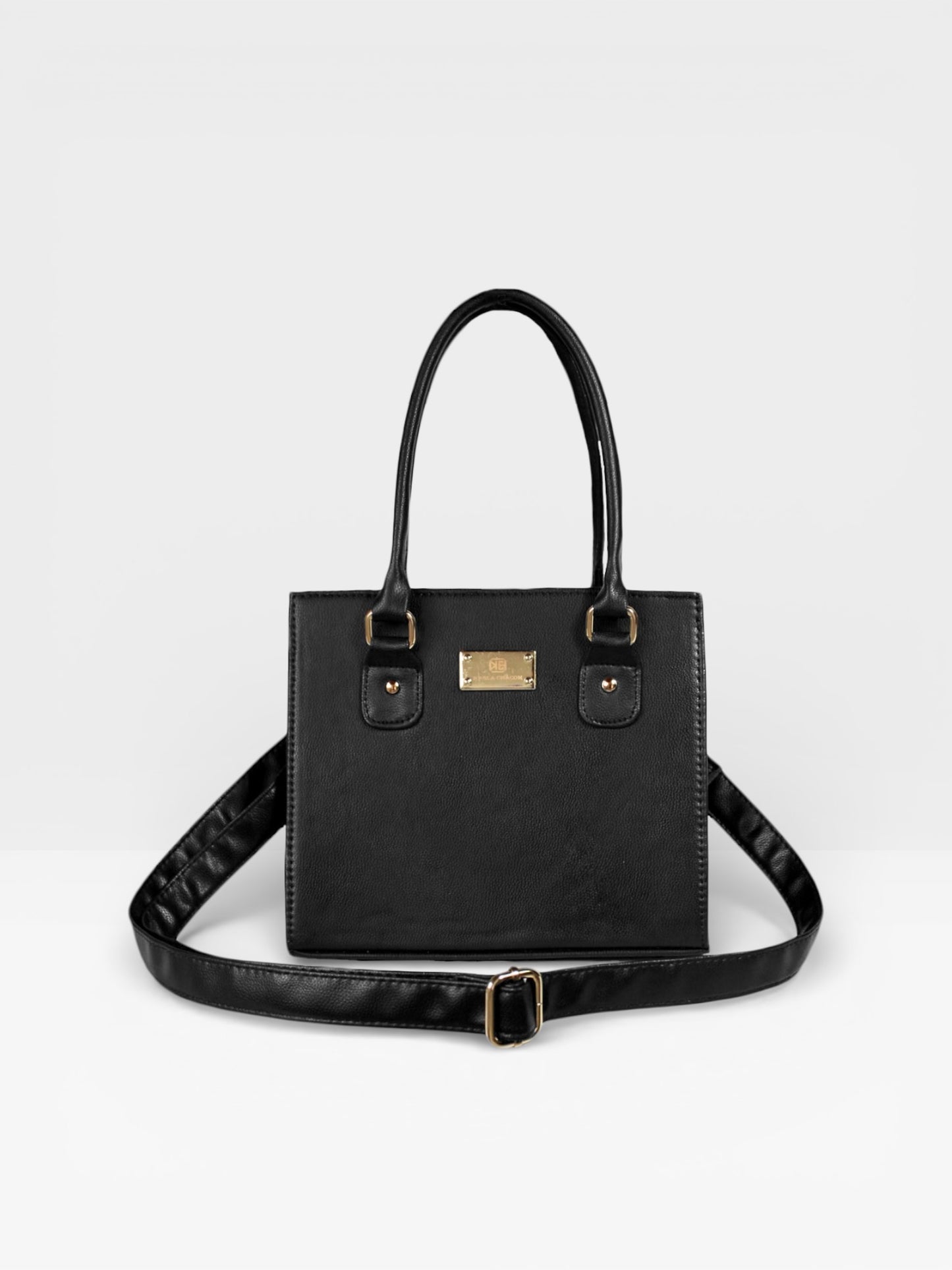 Bolso Cartera Estructurada Con Strap Desmontable - Negro y Crema (Jess)