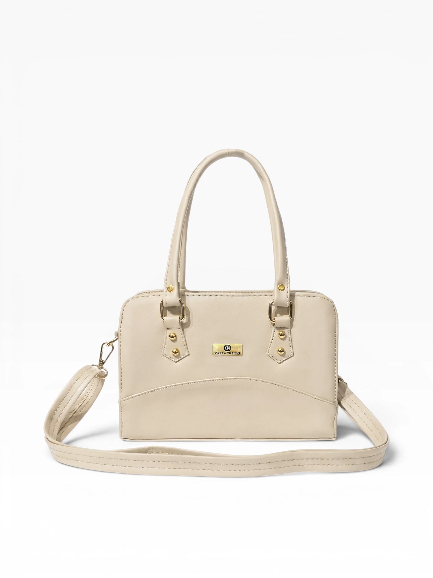 Bolso Cartera Estructurada Doble Uso con Strap Removible  - Negro y Beige (June)