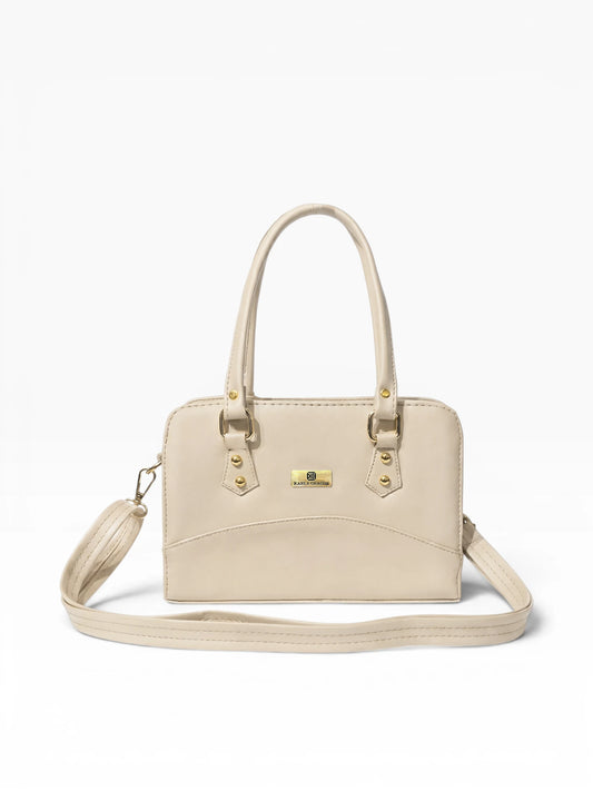 Bolso Cartera Estructurada Doble Uso con Strap Removible  - Negro y Beige (June)