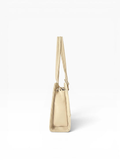 Bolso Cartera Estructurada Doble Uso con Strap Removible  - Negro y Beige (June)
