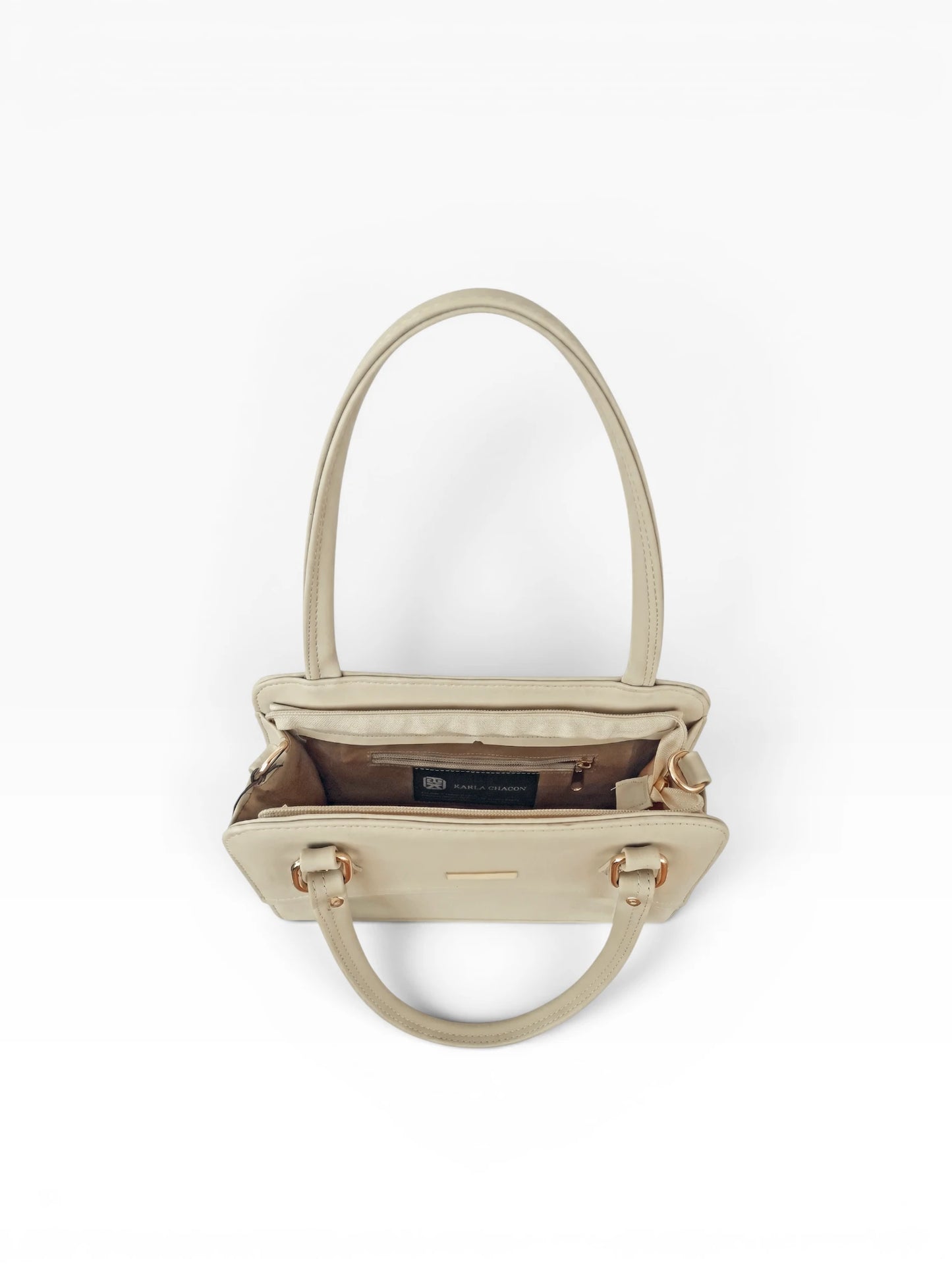 Bolso Cartera Estructurada Doble Uso con Strap Removible  - Negro y Beige (June)