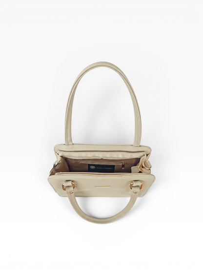 Bolso Cartera Estructurada Doble Uso con Strap Removible  - Negro y Beige (June)