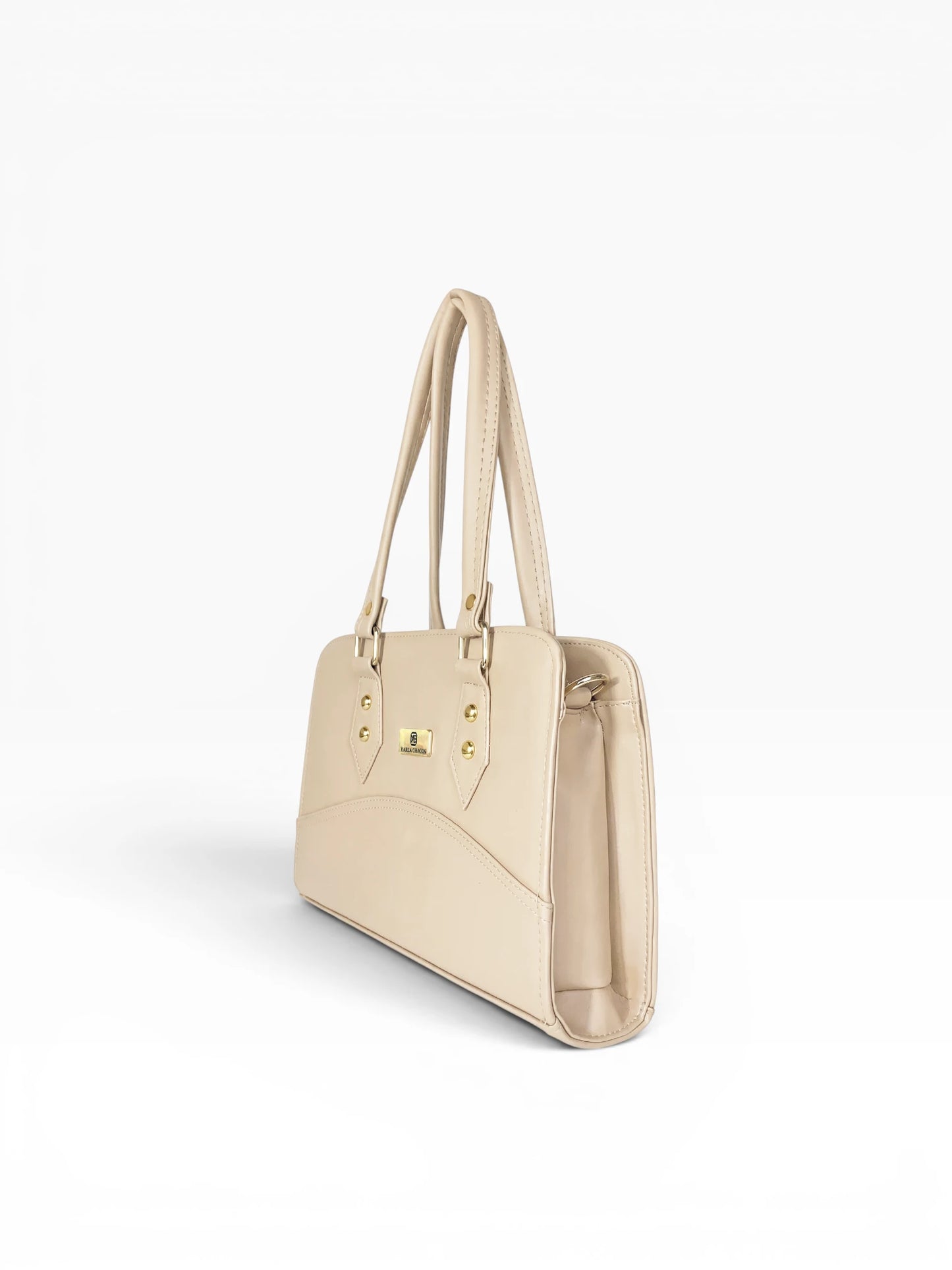 Bolso Cartera Estructurada Doble Uso con Strap Removible  - Negro y Beige (June)