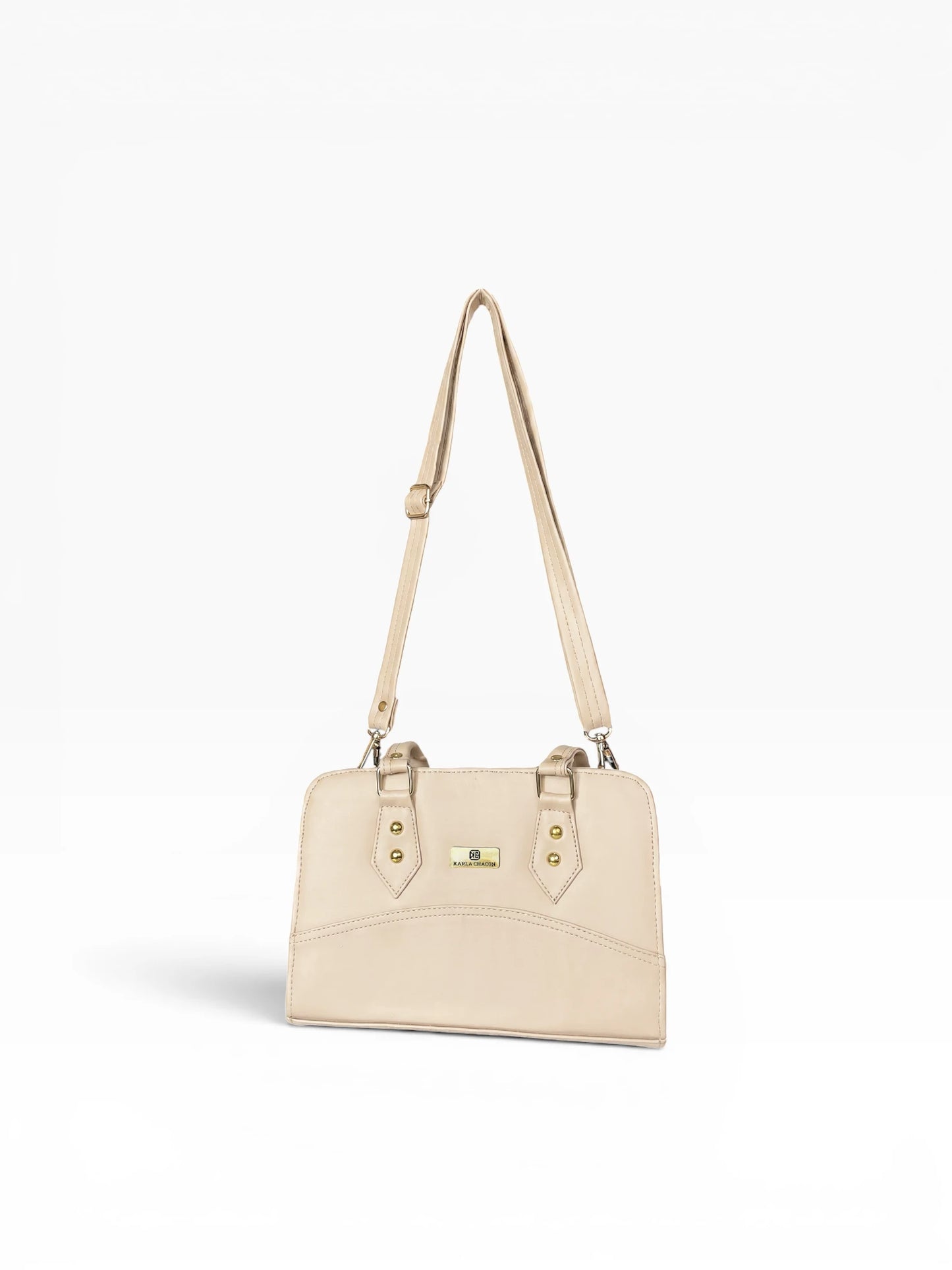 Bolso Cartera Estructurada Doble Uso con Strap Removible  - Negro y Beige (June)