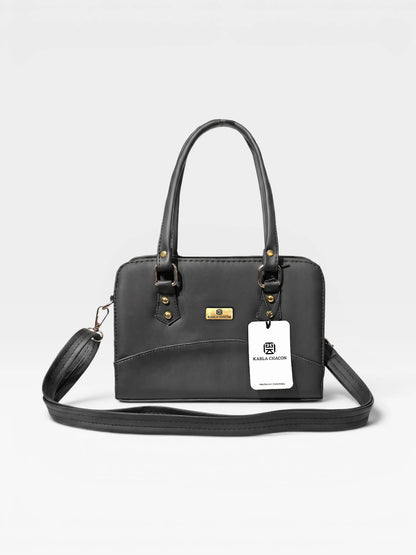 Bolso Cartera Estructurada Doble Uso con Strap Removible  - Negro y Beige (June)