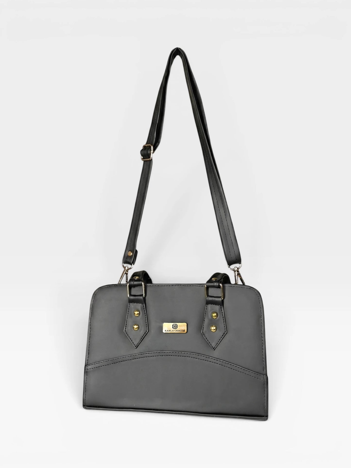 Bolso Cartera Estructurada Doble Uso con Strap Removible  - Negro y Beige (June)