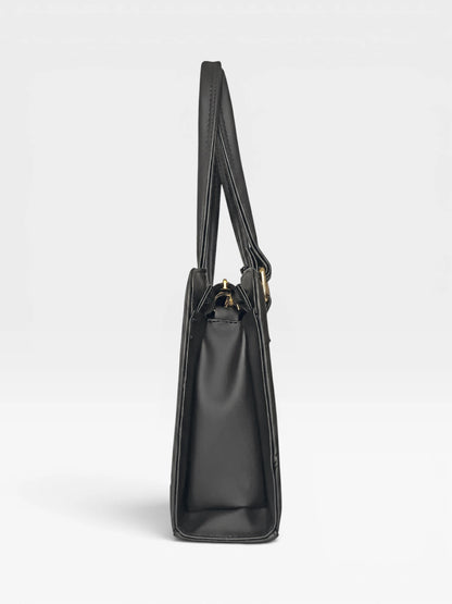 Bolso Cartera Estructurada Doble Uso con Strap Removible  - Negro y Beige (June)